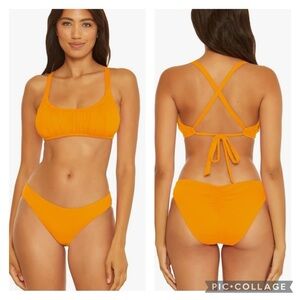 BECCA Santorini Ophelia Shirred Scoop Bralette & Adela Hipster Bottom, S